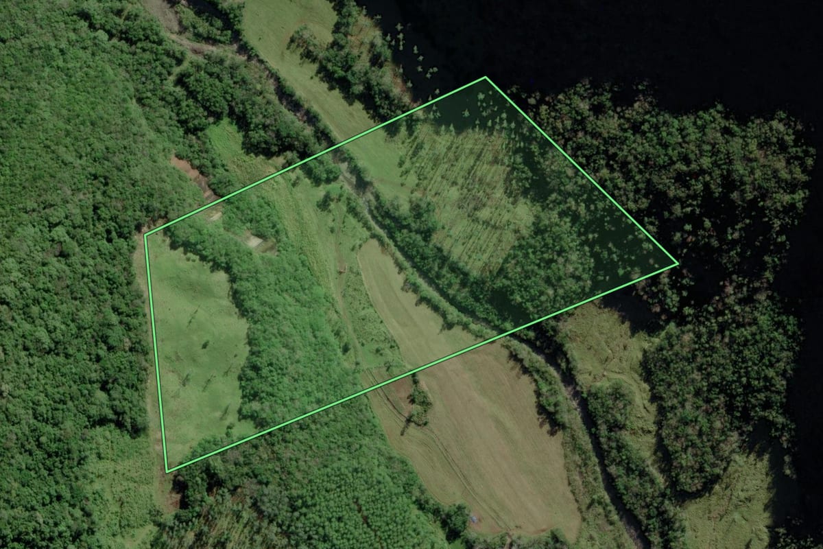 Imagem de satélite do imóvel rural em Timbé do Sul (SC), com o contorno declarado no CAR desenhado por cima.