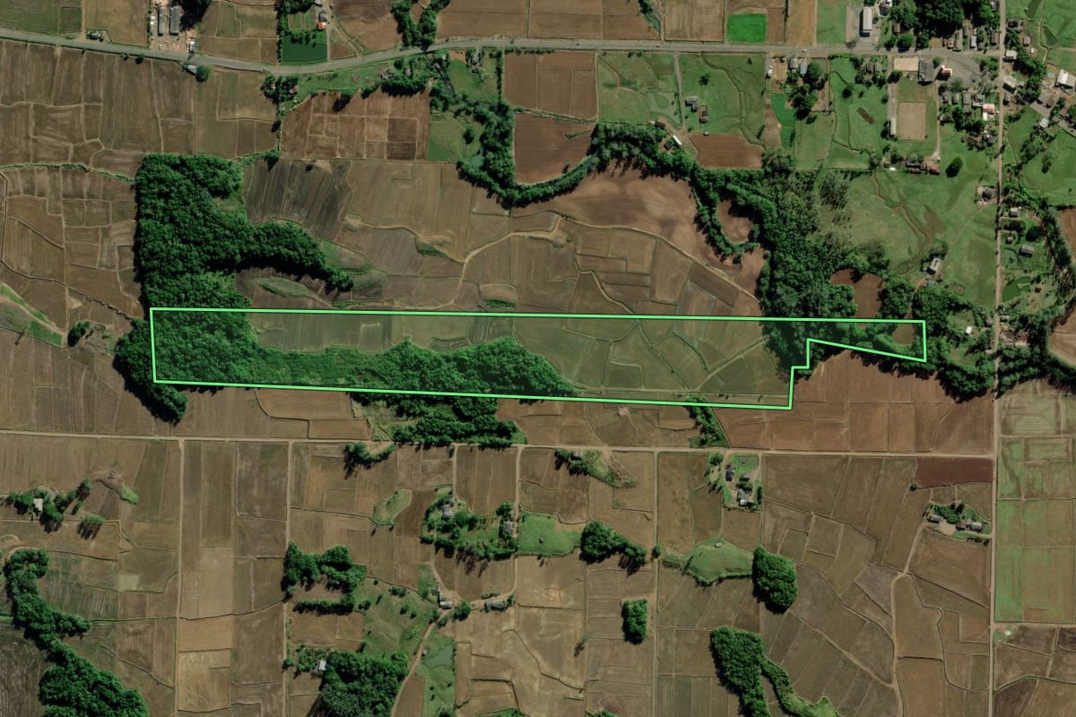 Imagem de satélite do imóvel rural em Timbé do Sul (SC), com o contorno declarado no CAR desenhado por cima.