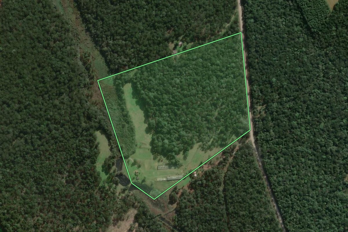 Imagem de satélite do imóvel rural em Três Barras (SC), com o contorno declarado no CAR desenhado por cima.