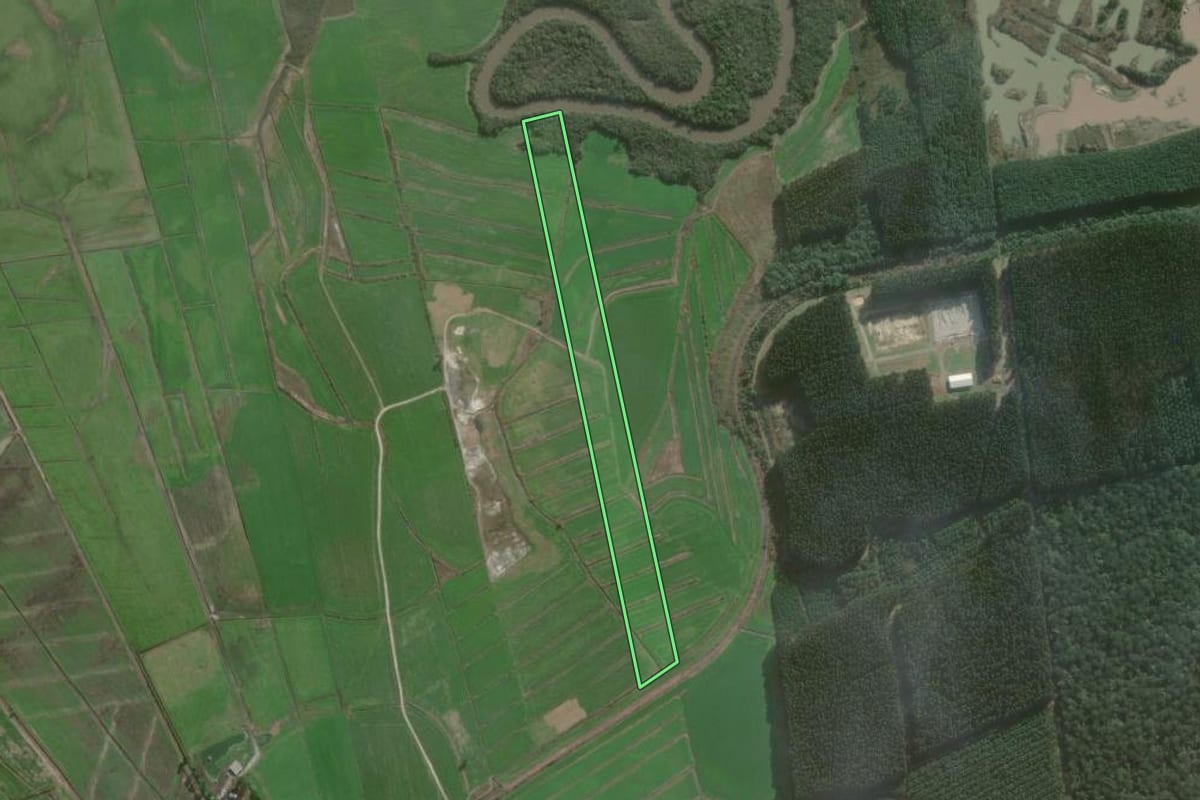 Imagem de satélite do imóvel rural em Três Barras (SC), com o contorno declarado no CAR desenhado por cima.