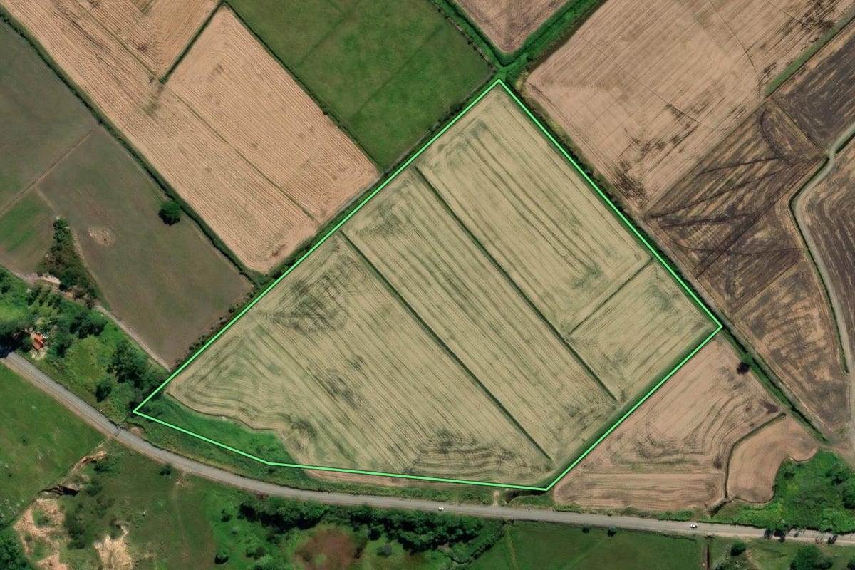 Imagem de satélite do imóvel rural em Treze de Maio (SC), com o contorno declarado no CAR desenhado por cima.