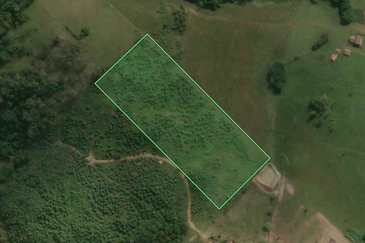 Imagem de satélite do imóvel rural em Treze de Maio (SC), com o contorno declarado no CAR desenhado por cima.