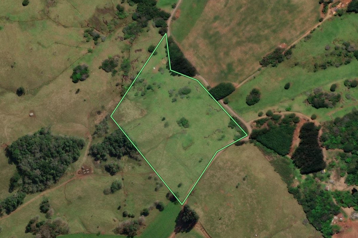 Imagem de satélite do imóvel rural em Treze Tílias (SC), com o contorno declarado no CAR desenhado por cima.