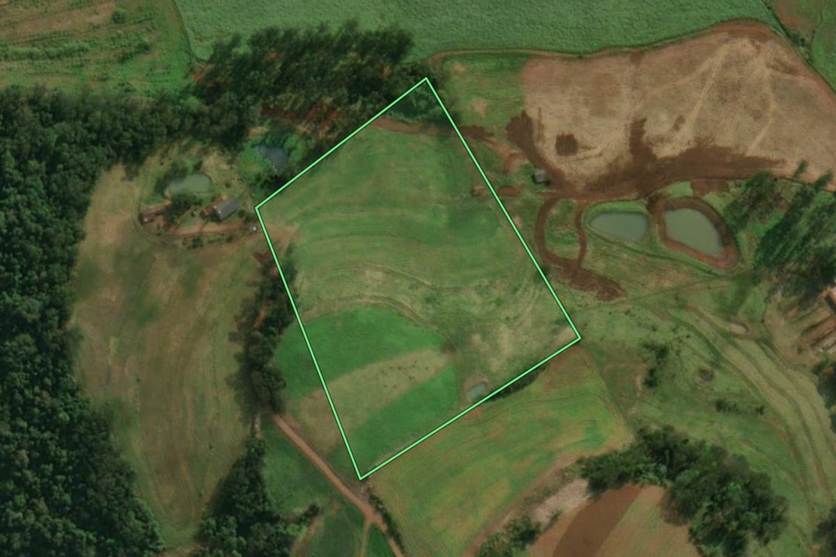 Imagem de satélite do imóvel rural em Tunápolis (SC), com o contorno declarado no CAR desenhado por cima.