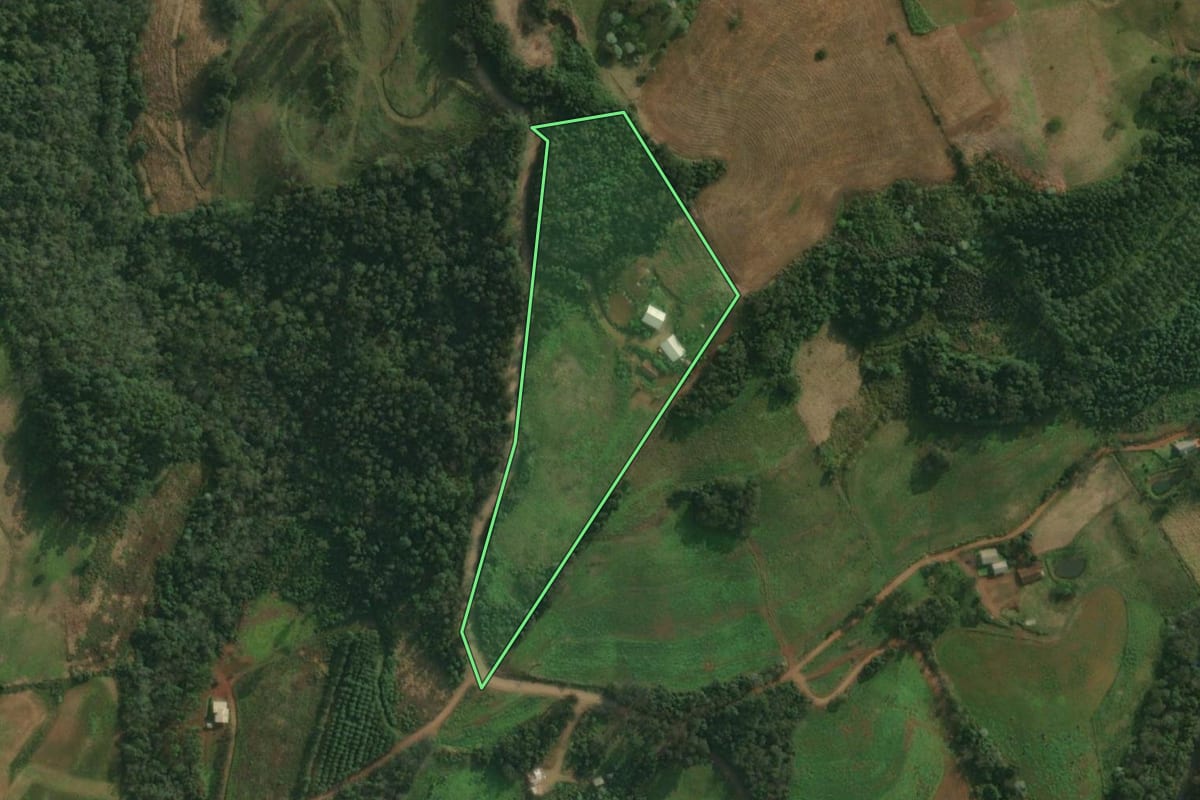 Imagem de satélite do imóvel rural em Tunápolis (SC), com o contorno declarado no CAR desenhado por cima.