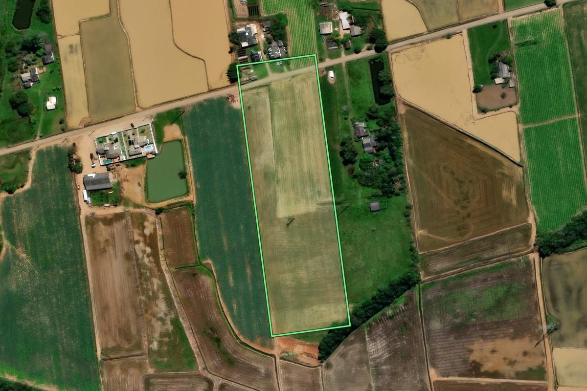 Imagem de satélite do imóvel rural em Turvo (SC), com o contorno declarado no CAR desenhado por cima.