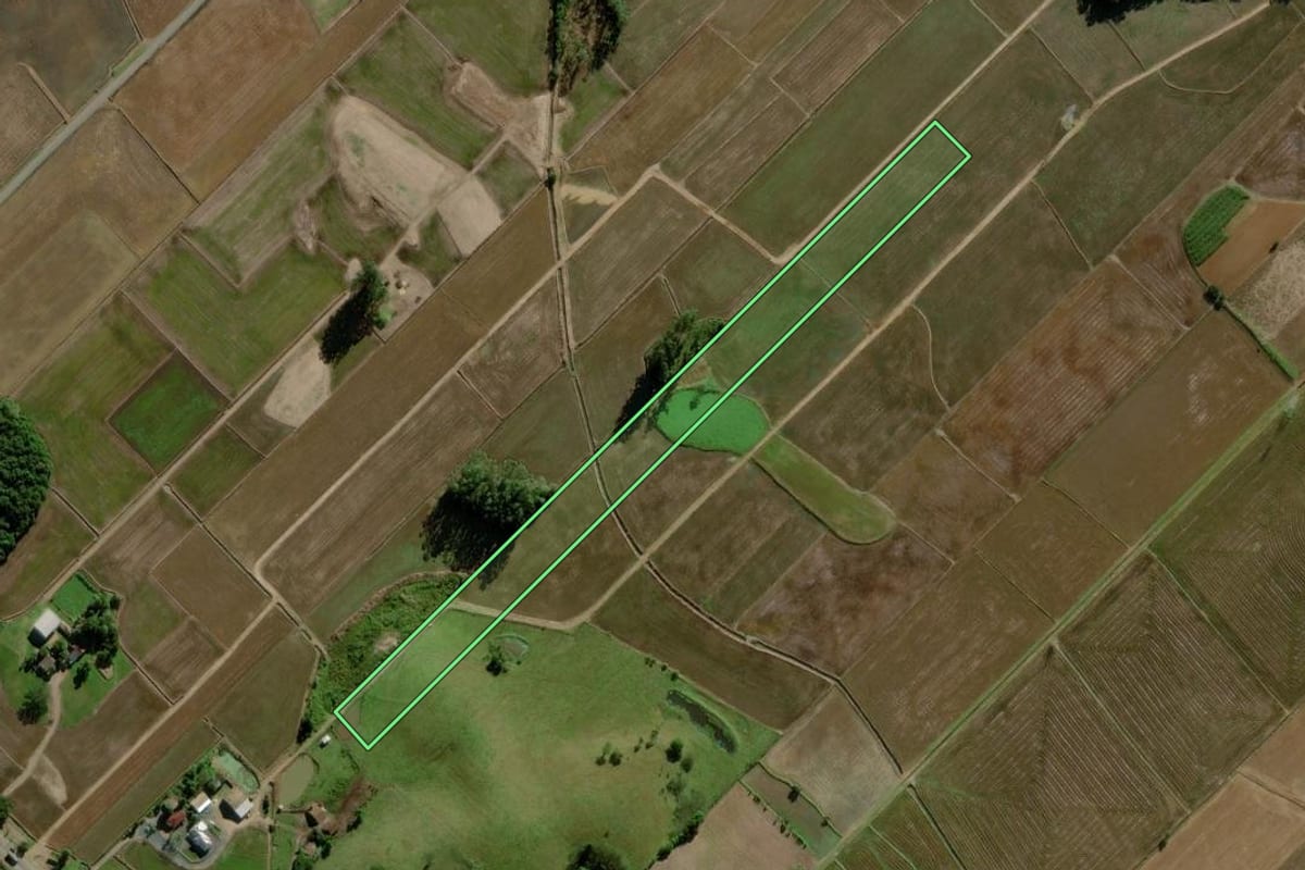 Imagem de satélite do imóvel rural em Turvo (SC), com o contorno declarado no CAR desenhado por cima.