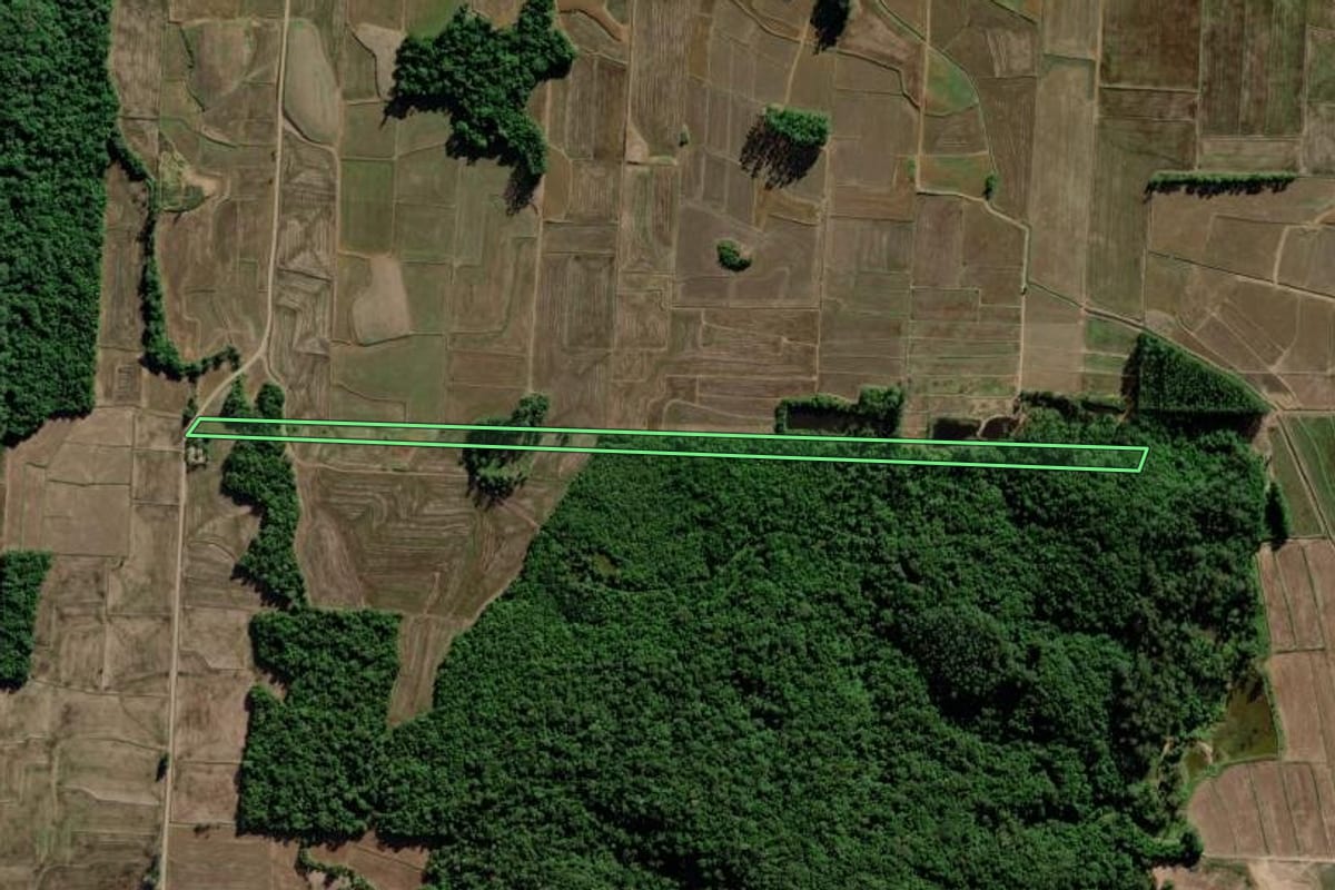 Imagem de satélite do imóvel rural em Turvo (SC), com o contorno declarado no CAR desenhado por cima.
