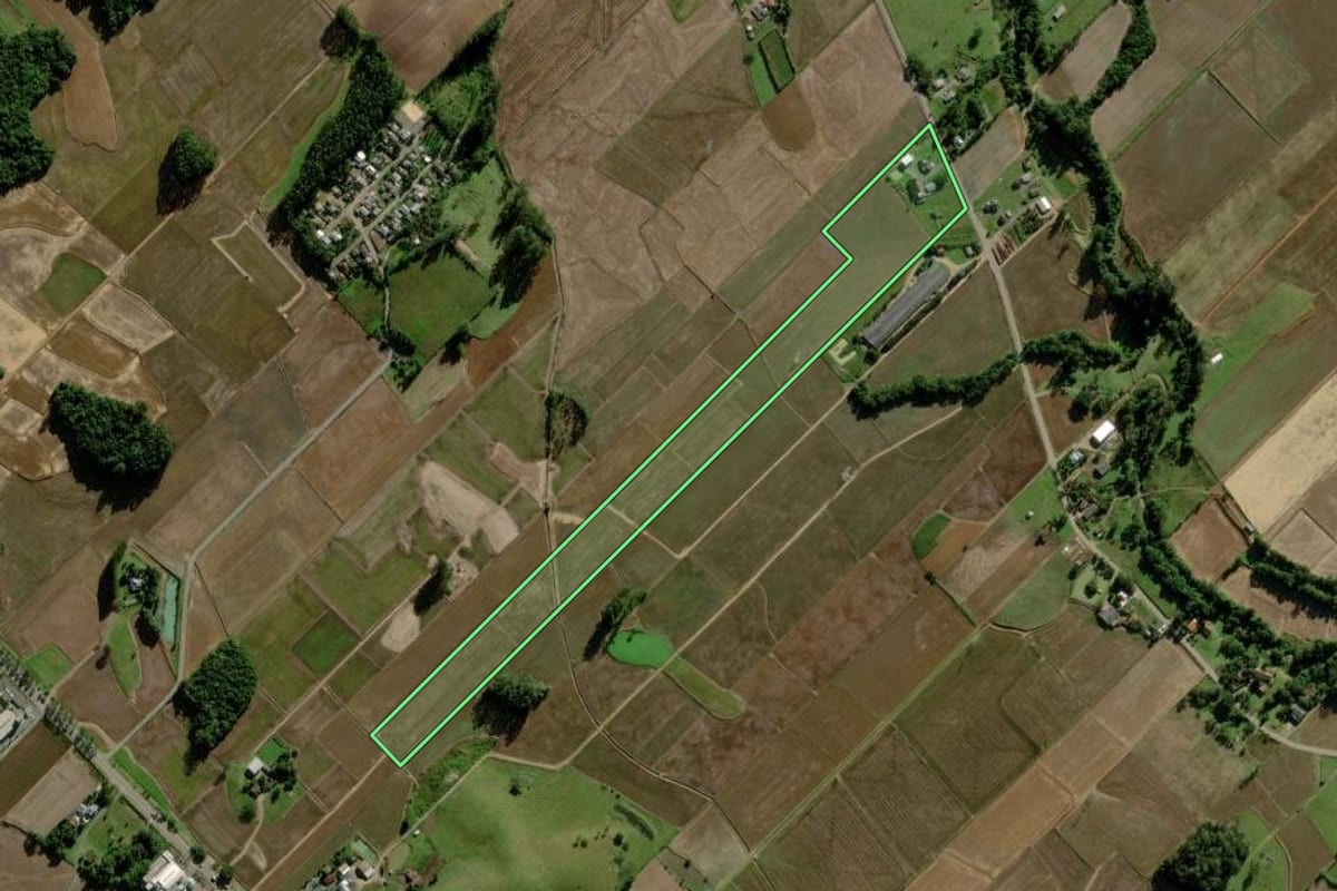Imagem de satélite do imóvel rural em Turvo (SC), com o contorno declarado no CAR desenhado por cima.