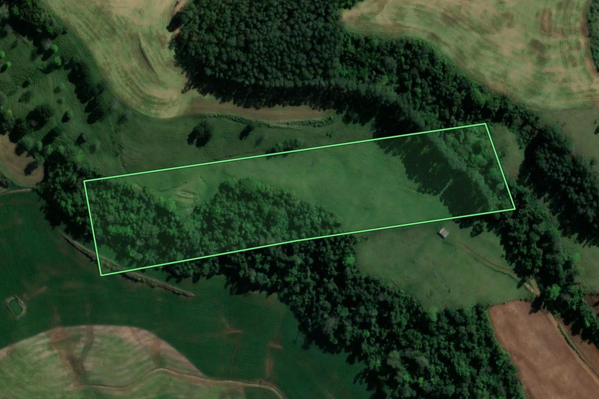 Imagem de satélite do imóvel rural em União do Oeste (SC), com o contorno declarado no CAR desenhado por cima.