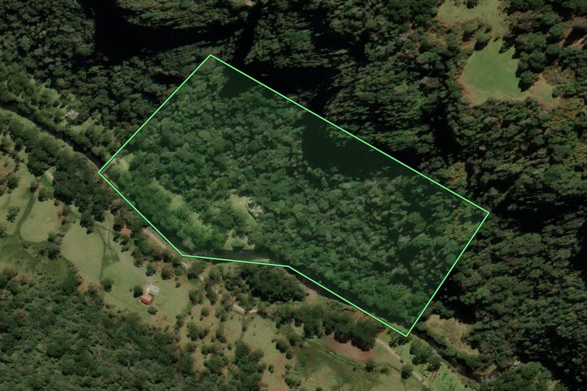 Imagem de satélite do imóvel rural em Urubici (SC), com o contorno declarado no CAR desenhado por cima.