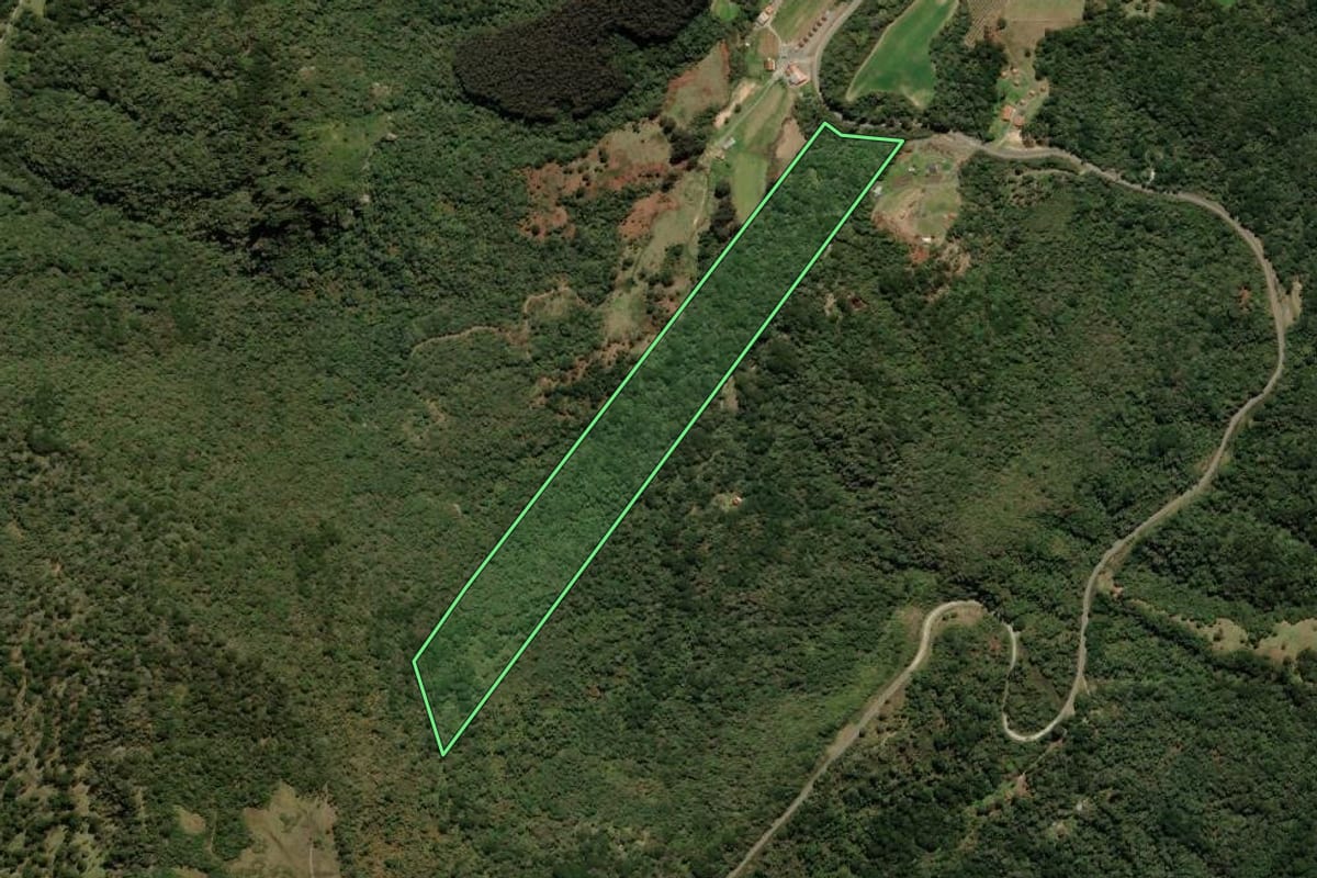 Imagem de satélite do imóvel rural em Urubici (SC), com o contorno declarado no CAR desenhado por cima.