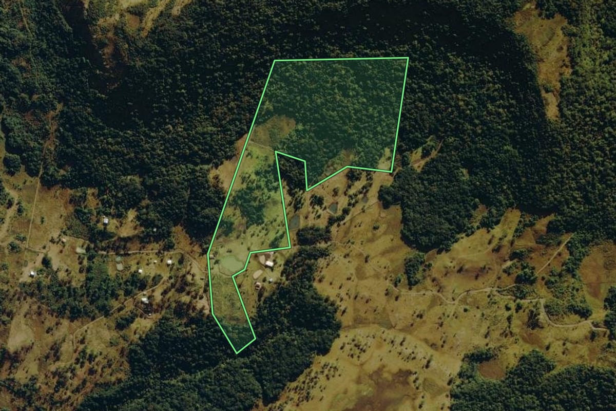 Imagem de satélite do imóvel rural em Urubici (SC), com o contorno declarado no CAR desenhado por cima.