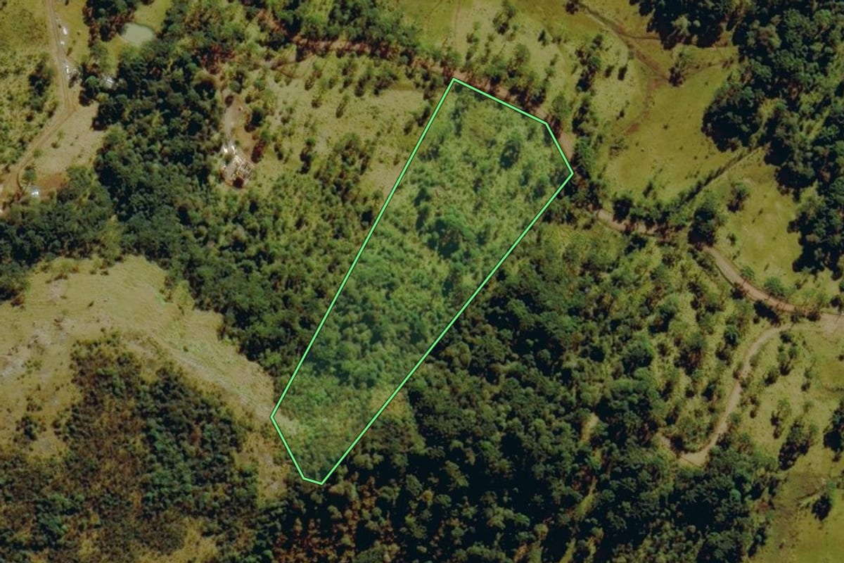 Imagem de satélite do imóvel rural em Urubici (SC), com o contorno declarado no CAR desenhado por cima.