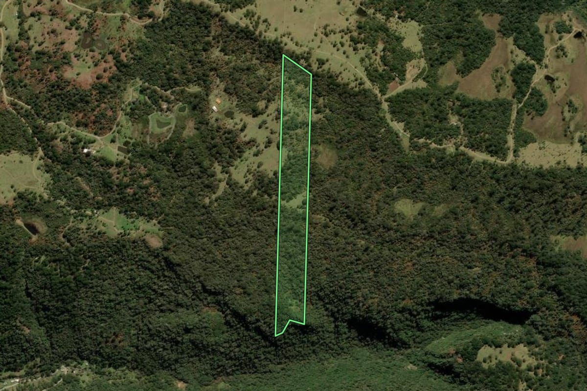 Imagem de satélite do imóvel rural em Urubici (SC), com o contorno declarado no CAR desenhado por cima.