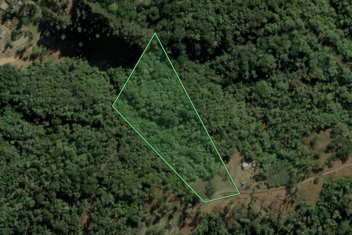 Imagem de satélite do imóvel rural em Urubici (SC), com o contorno declarado no CAR desenhado por cima.