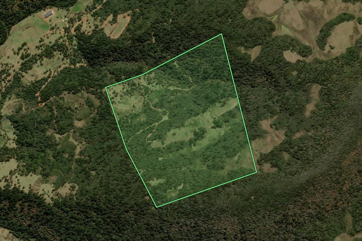 Imagem de satélite do imóvel rural em Urubici (SC), com o contorno declarado no CAR desenhado por cima.
