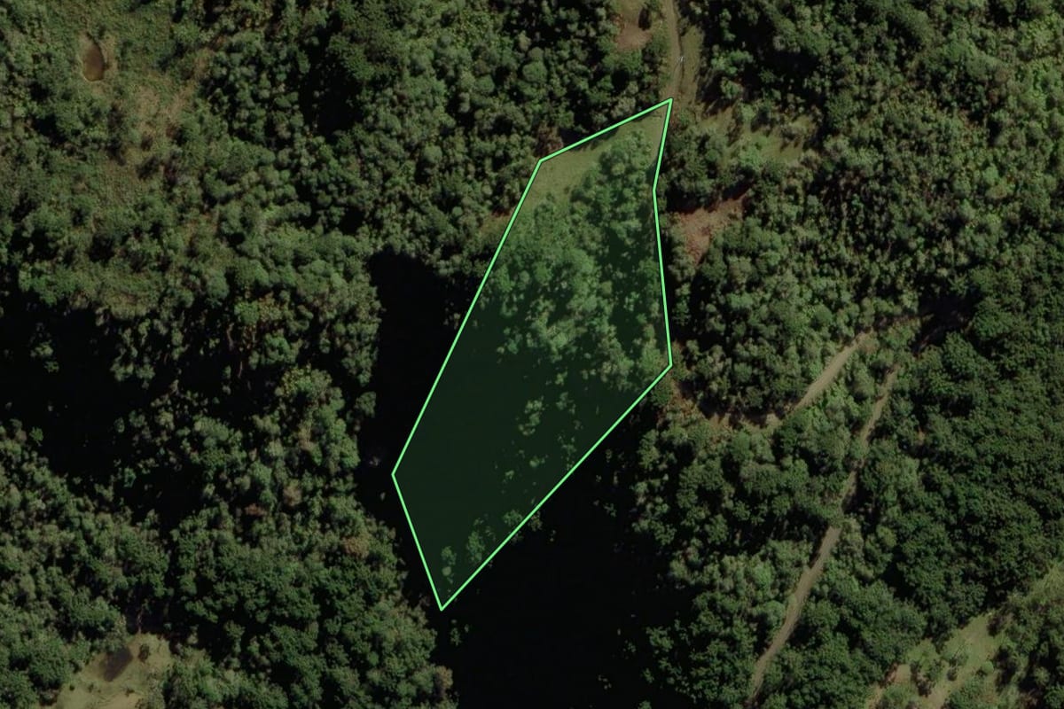Imagem de satélite do imóvel rural em Urubici (SC), com o contorno declarado no CAR desenhado por cima.