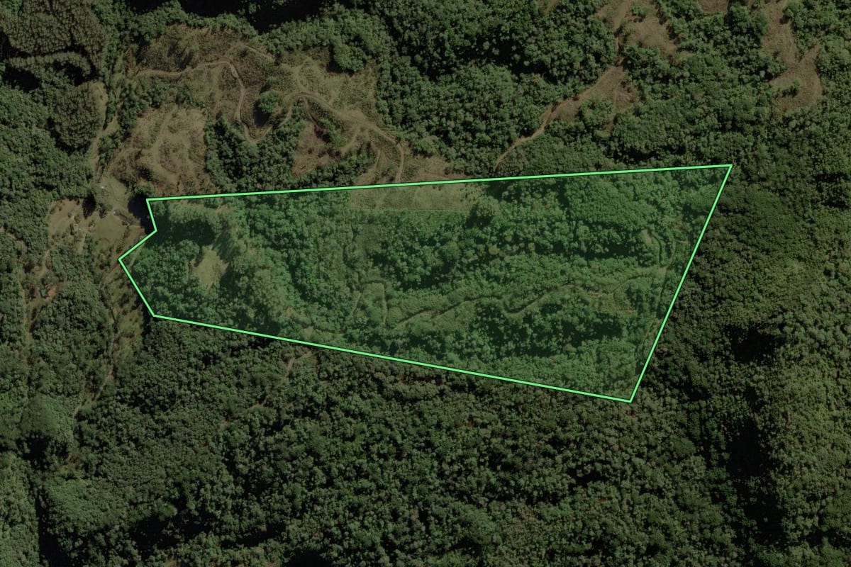 Imagem de satélite do imóvel rural em Urubici (SC), com o contorno declarado no CAR desenhado por cima.