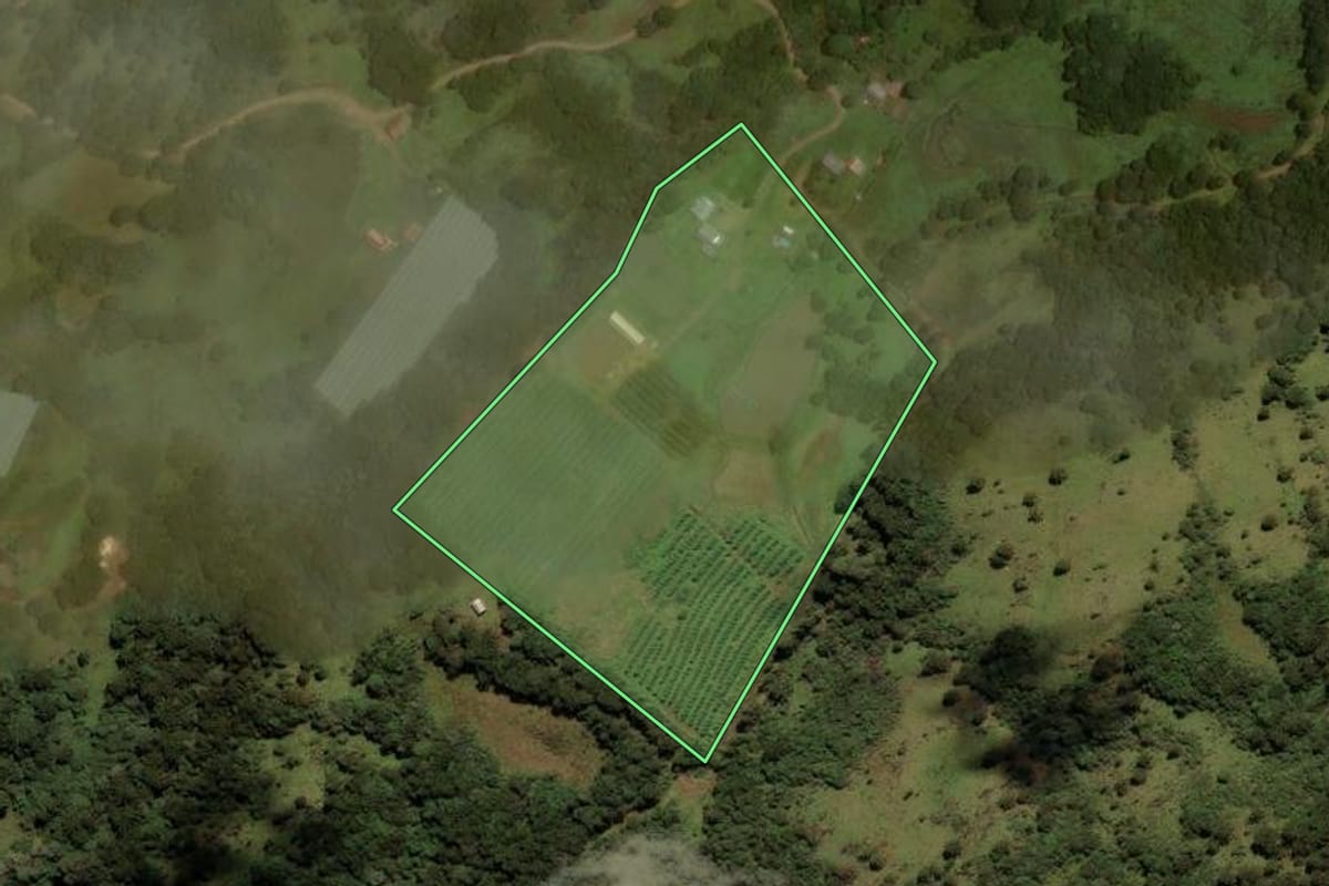 Imagem de satélite do imóvel rural em Urupema (SC), com o contorno declarado no CAR desenhado por cima.