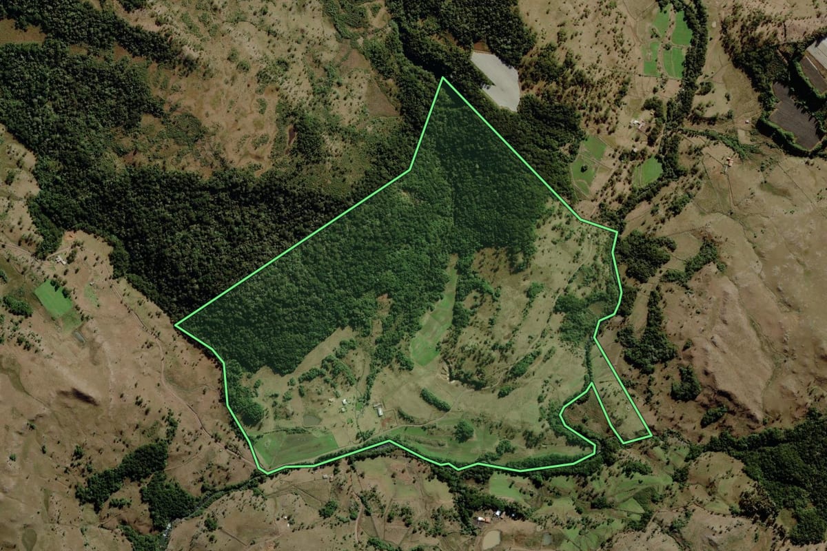 Imagem de satélite do imóvel rural em Urupema (SC), com o contorno declarado no CAR desenhado por cima.