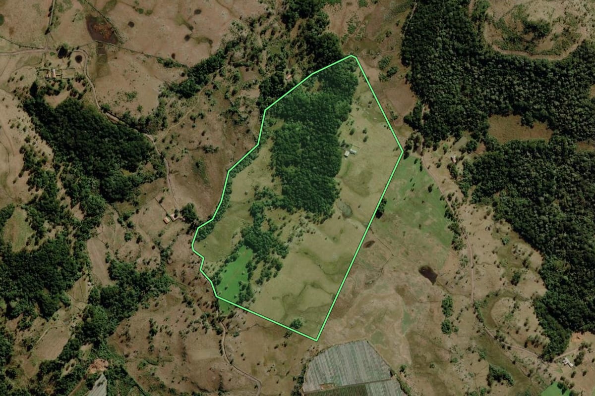 Imagem de satélite do imóvel rural em Urupema (SC), com o contorno declarado no CAR desenhado por cima.