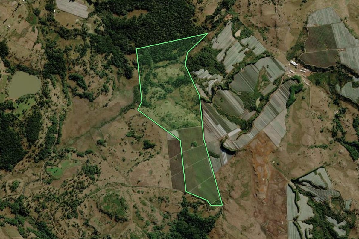 Imagem de satélite do imóvel rural em Urupema (SC), com o contorno declarado no CAR desenhado por cima.