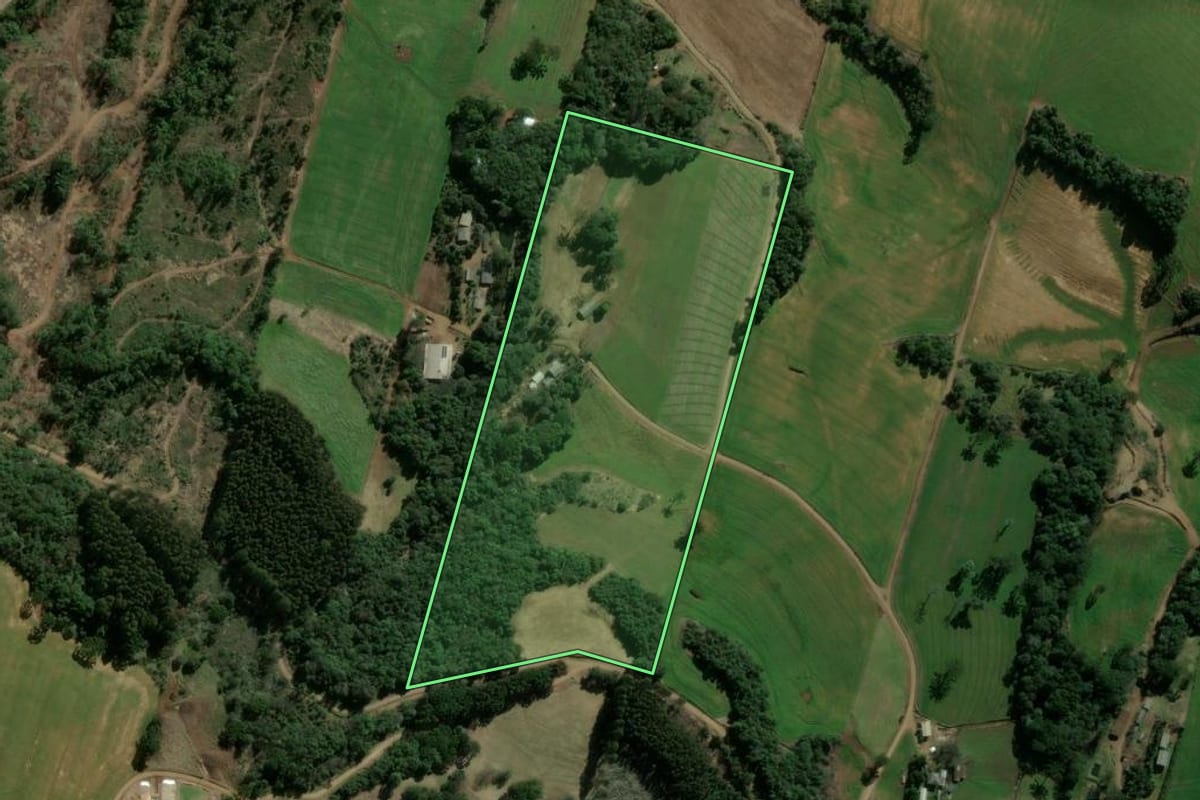 Imagem de satélite do imóvel rural em Vargeão (SC), com o contorno declarado no CAR desenhado por cima.