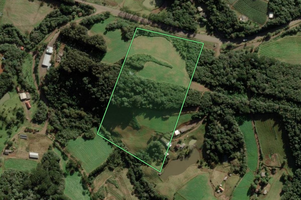 Imagem de satélite do imóvel rural em Videira (SC), com o contorno declarado no CAR desenhado por cima.