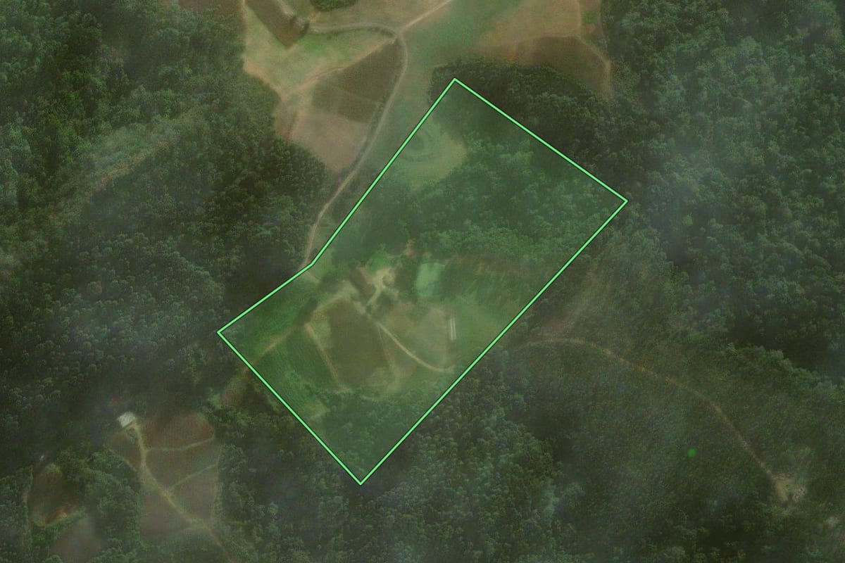 Imagem de satélite do imóvel rural em Vitor Meireles (SC), com o contorno declarado no CAR desenhado por cima.
