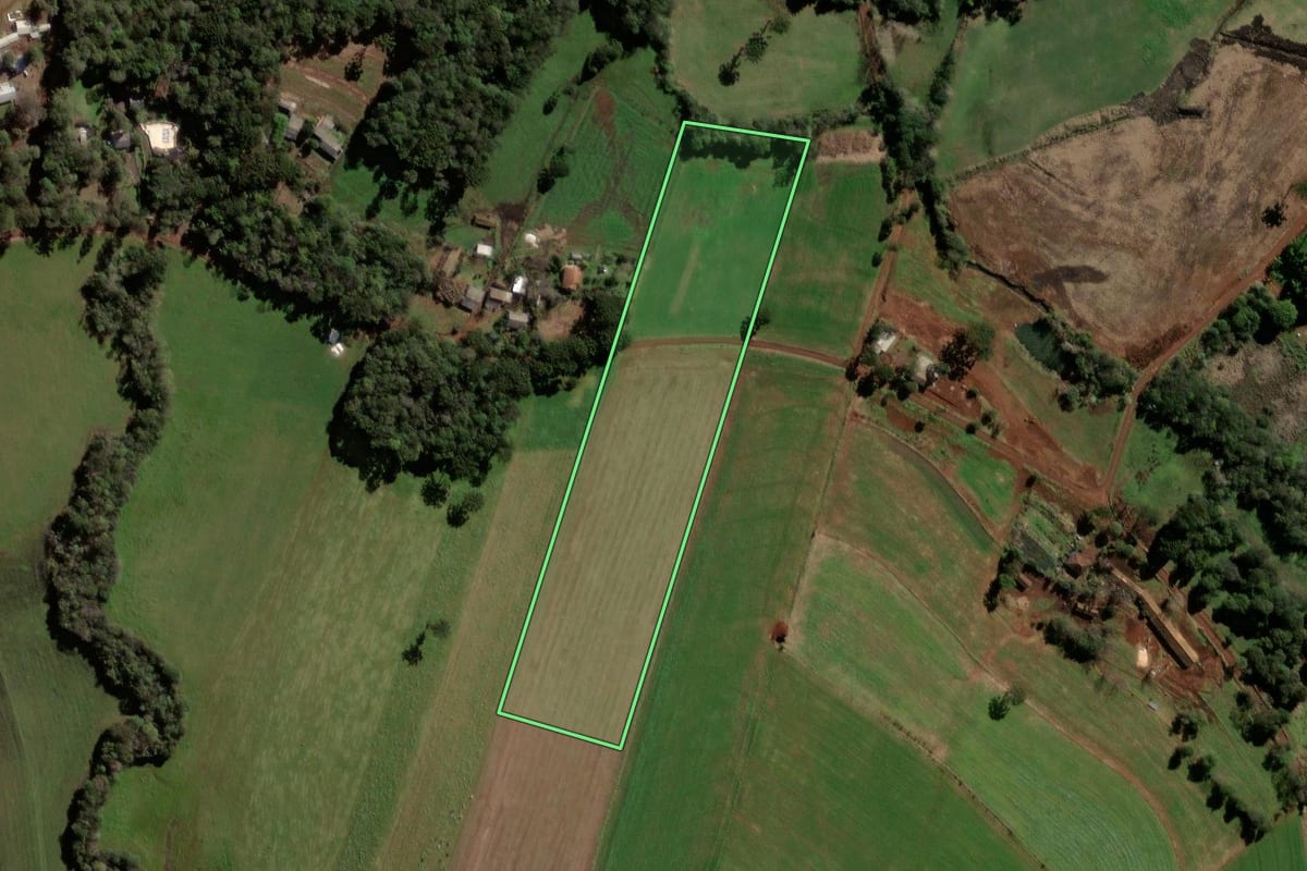 Imagem de satélite do imóvel rural em Xanxerê (SC), com o contorno declarado no CAR desenhado por cima.