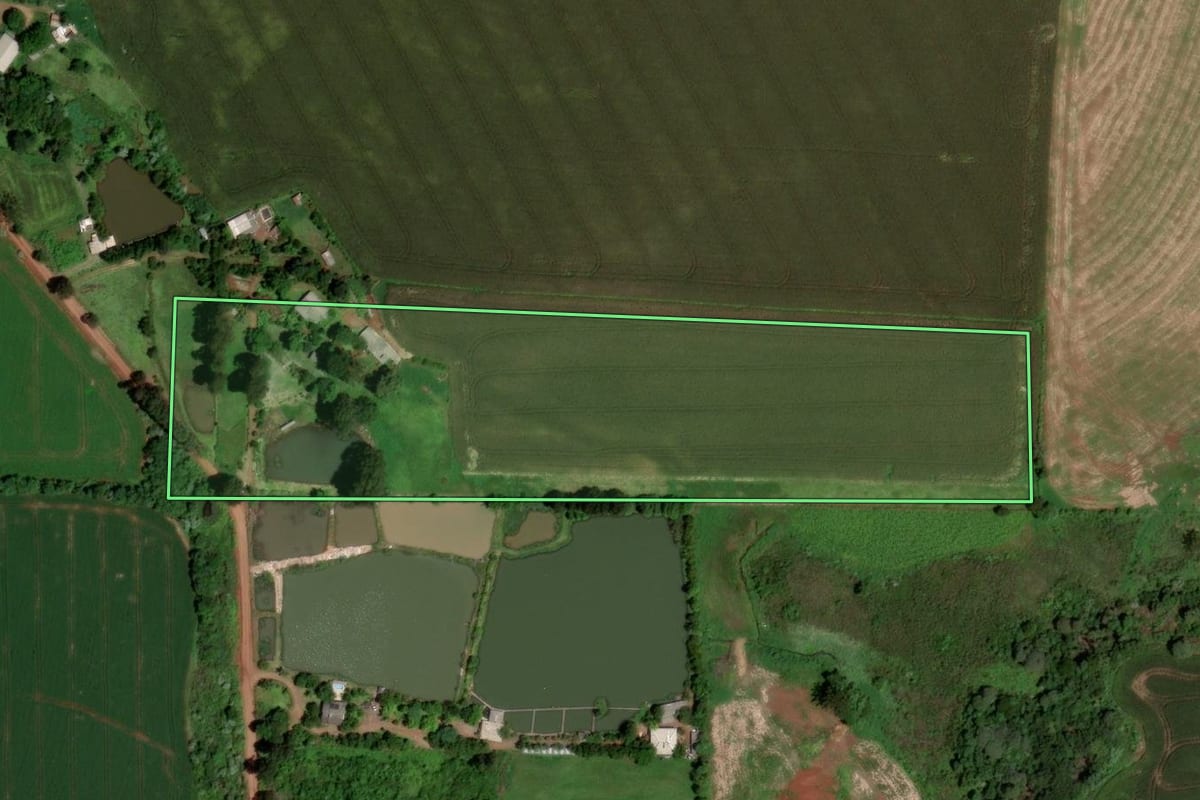 Imagem de satélite do imóvel rural em Xanxerê (SC), com o contorno declarado no CAR desenhado por cima.