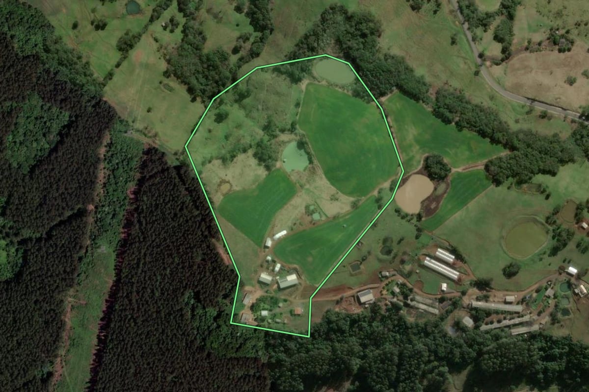 Imagem de satélite do imóvel rural em Xavantina (SC), com o contorno declarado no CAR desenhado por cima.