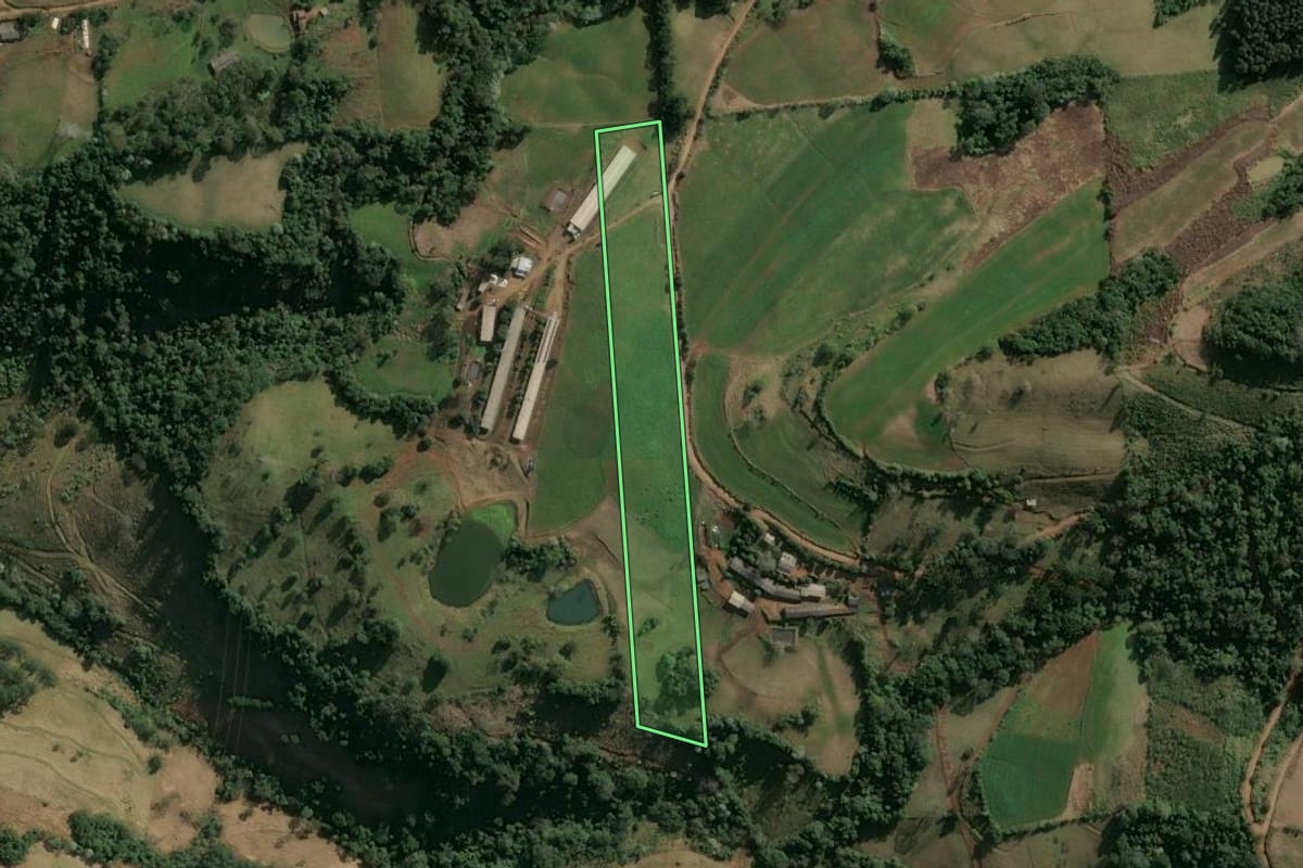 Imagem de satélite do imóvel rural em Xavantina (SC), com o contorno declarado no CAR desenhado por cima.
