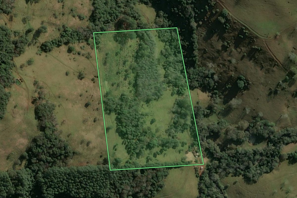 Imagem de satélite do imóvel rural em Xavantina (SC), com o contorno declarado no CAR desenhado por cima.