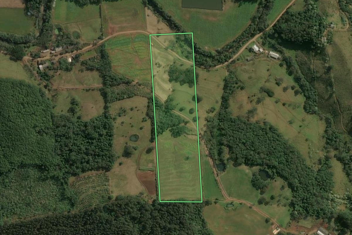 Imagem de satélite do imóvel rural em Xavantina (SC), com o contorno declarado no CAR desenhado por cima.