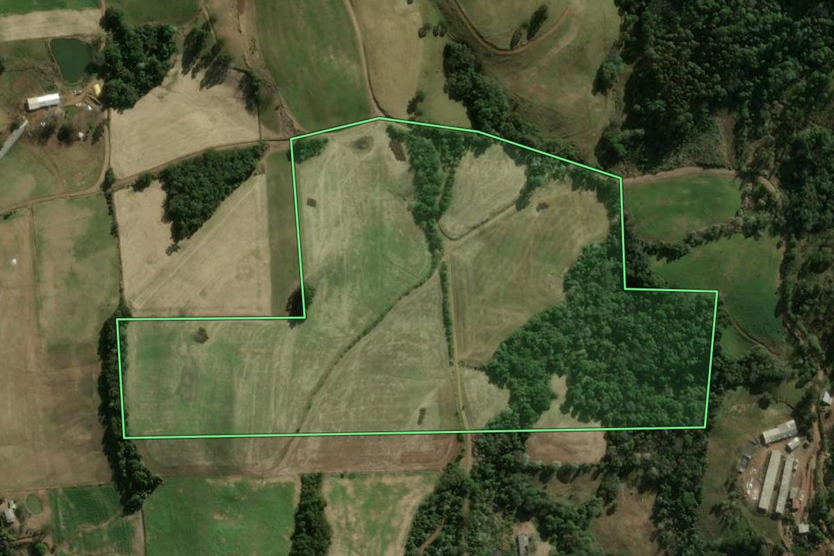 Imagem de satélite do imóvel rural em Xavantina (SC), com o contorno declarado no CAR desenhado por cima.