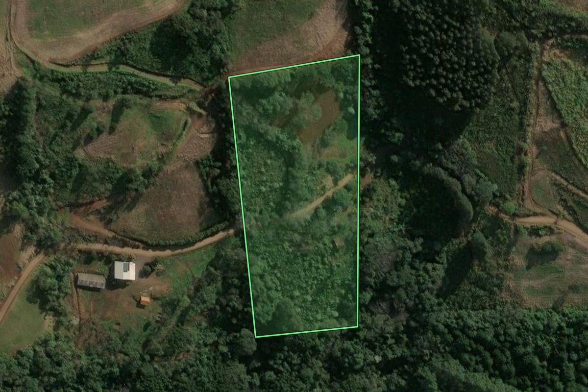 Imagem de satélite do imóvel rural em Xavantina (SC), com o contorno declarado no CAR desenhado por cima.