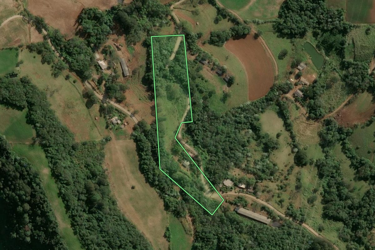 Imagem de satélite do imóvel rural em Xavantina (SC), com o contorno declarado no CAR desenhado por cima.