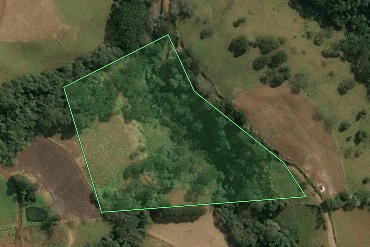 Imagem de satélite do imóvel rural em Xavantina (SC), com o contorno declarado no CAR desenhado por cima.
