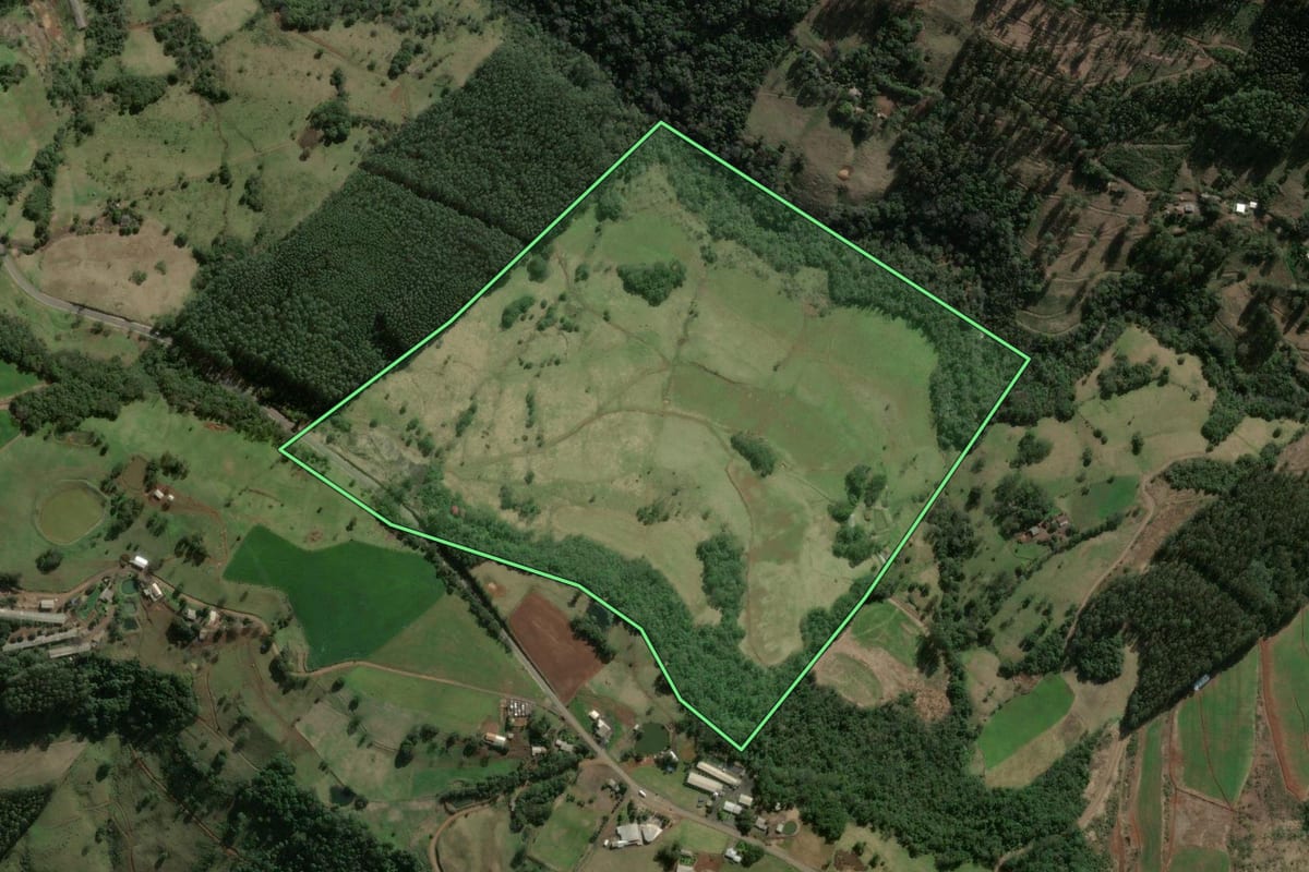Imagem de satélite do imóvel rural em Xavantina (SC), com o contorno declarado no CAR desenhado por cima.