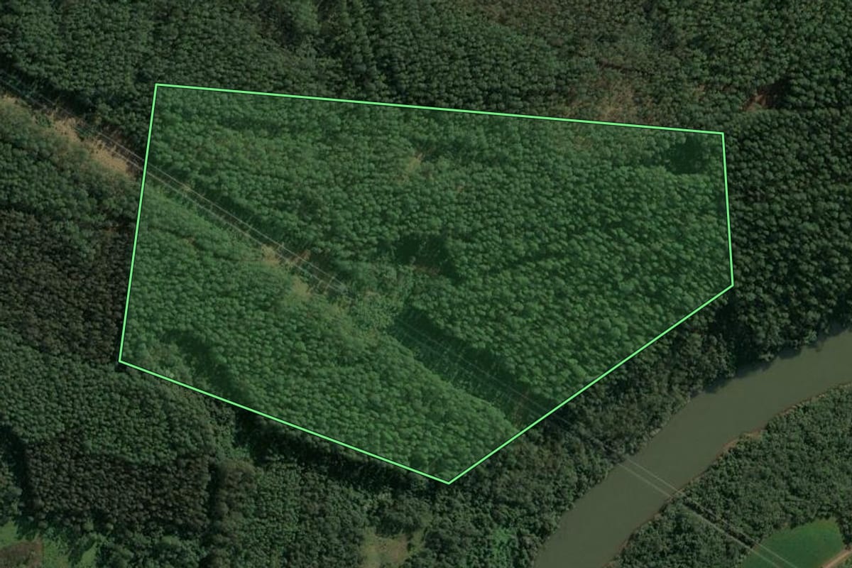 Imagem de satélite do imóvel rural em Xaxim (SC), com o contorno declarado no CAR desenhado por cima.