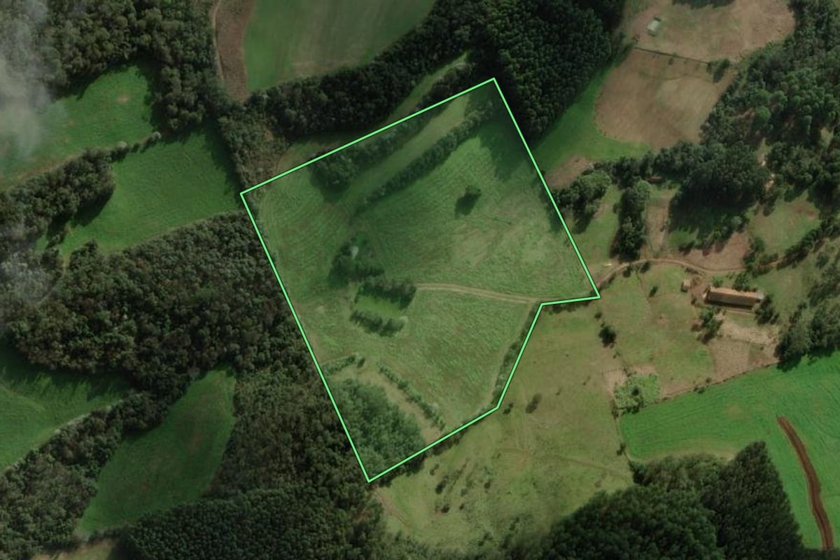 Imagem de satélite do imóvel rural em Xaxim (SC), com o contorno declarado no CAR desenhado por cima.