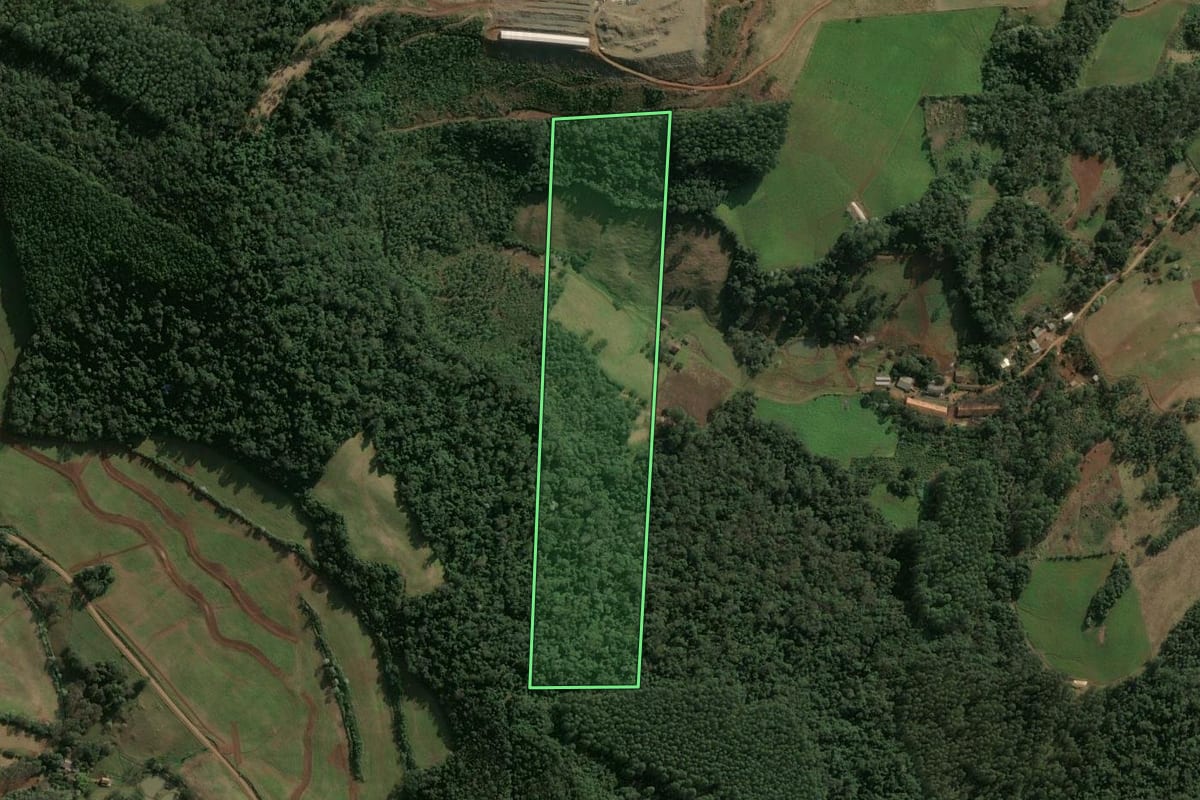 Imagem de satélite do imóvel rural em Xaxim (SC), com o contorno declarado no CAR desenhado por cima.