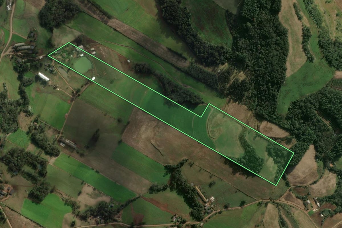 Imagem de satélite do imóvel rural em Xaxim (SC), com o contorno declarado no CAR desenhado por cima.