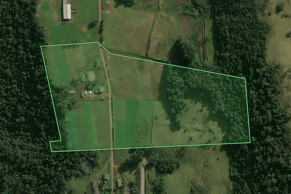 Imagem de satélite do imóvel rural em Xaxim (SC), com o contorno declarado no CAR desenhado por cima.