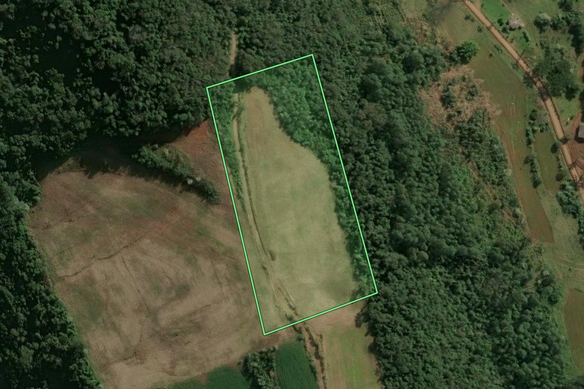 Imagem de satélite do imóvel rural em Xaxim (SC), com o contorno declarado no CAR desenhado por cima.