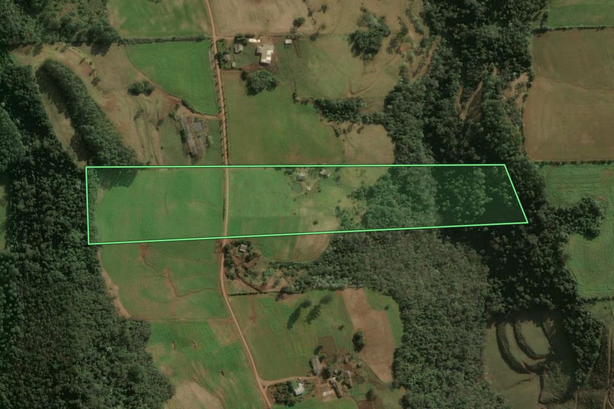 Imagem de satélite do imóvel rural em Xaxim (SC), com o contorno declarado no CAR desenhado por cima.