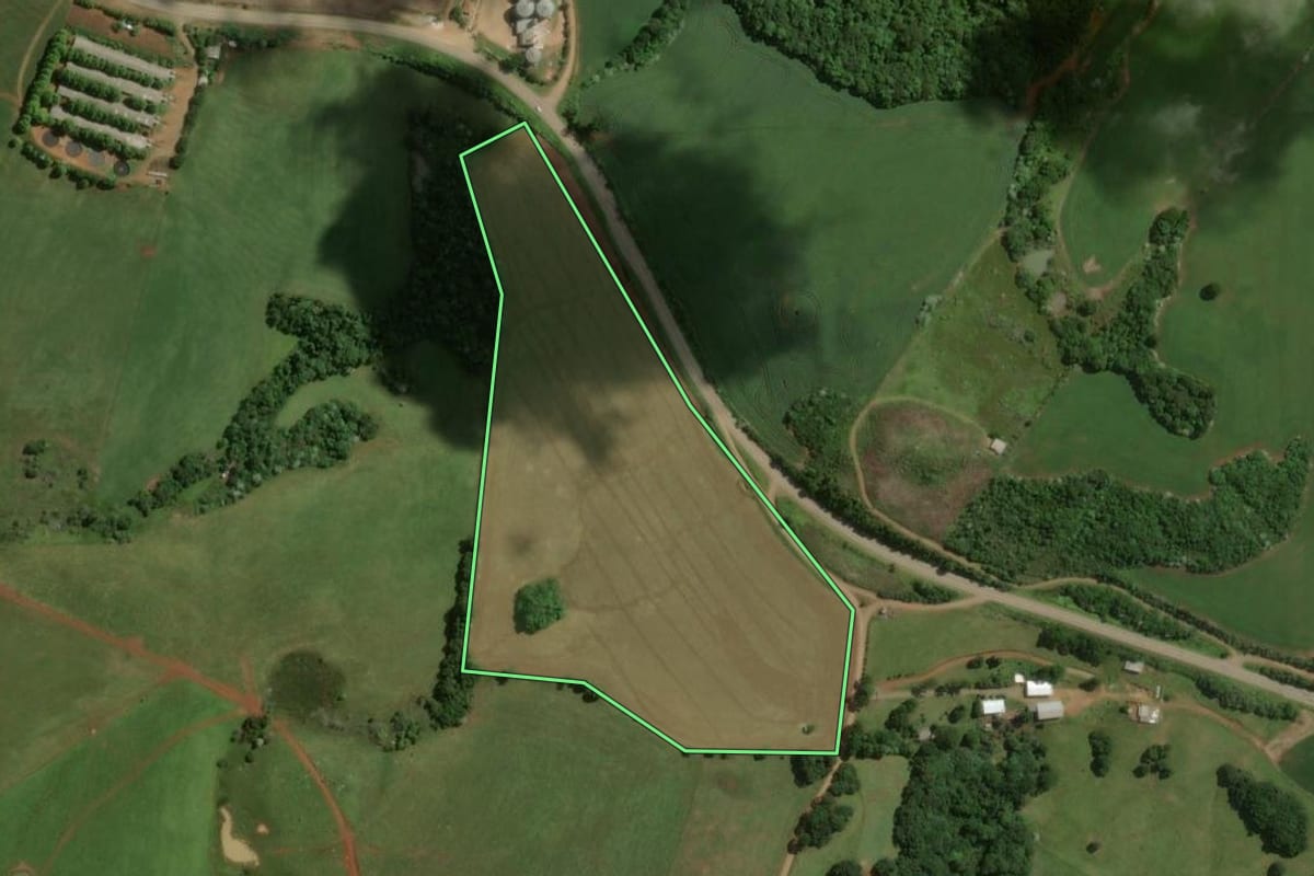 Imagem de satélite do imóvel rural em Zortéa (SC), com o contorno declarado no CAR desenhado por cima.