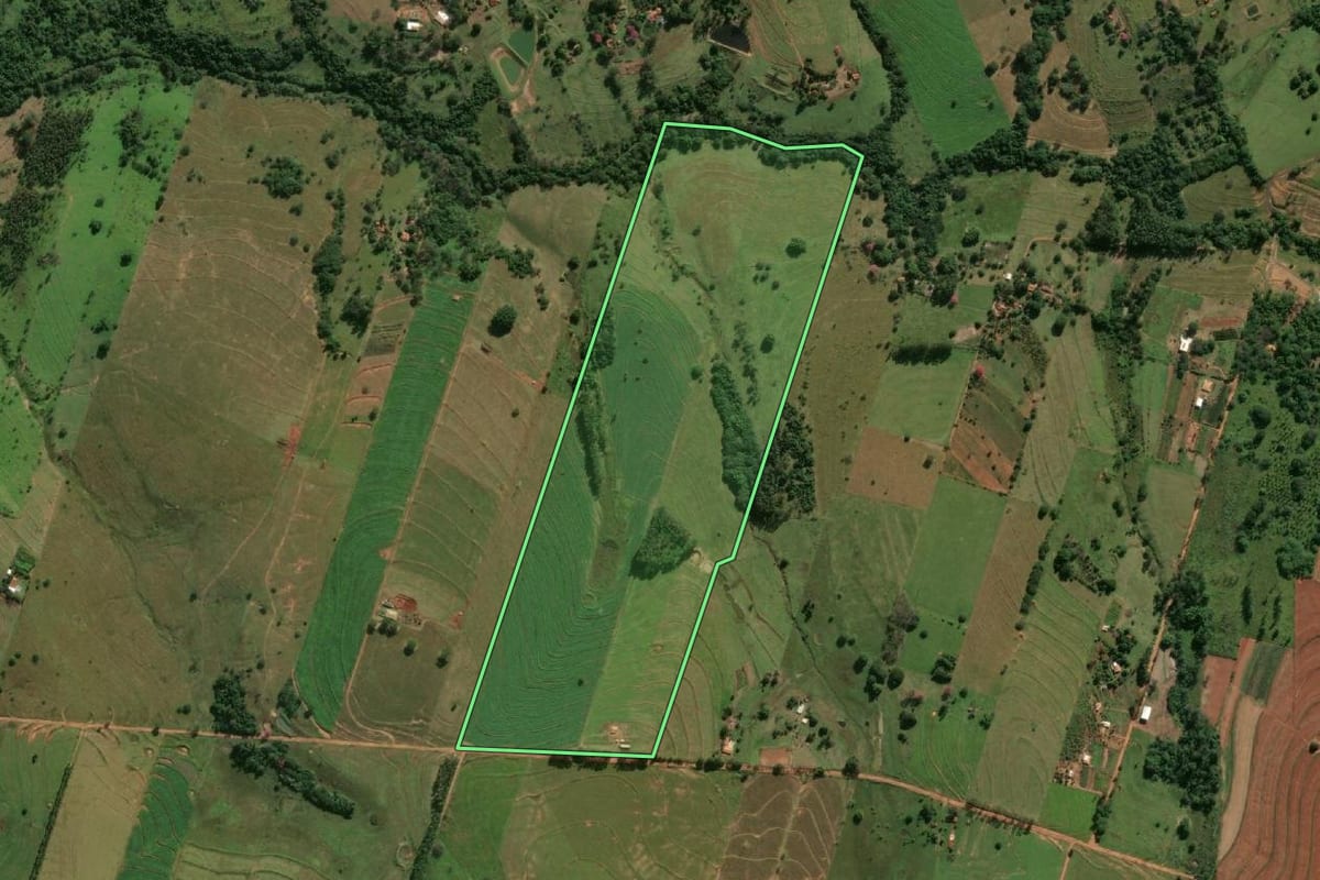 Imagem de satélite do imóvel rural em Adamantina (SP), com o contorno declarado no CAR desenhado por cima.